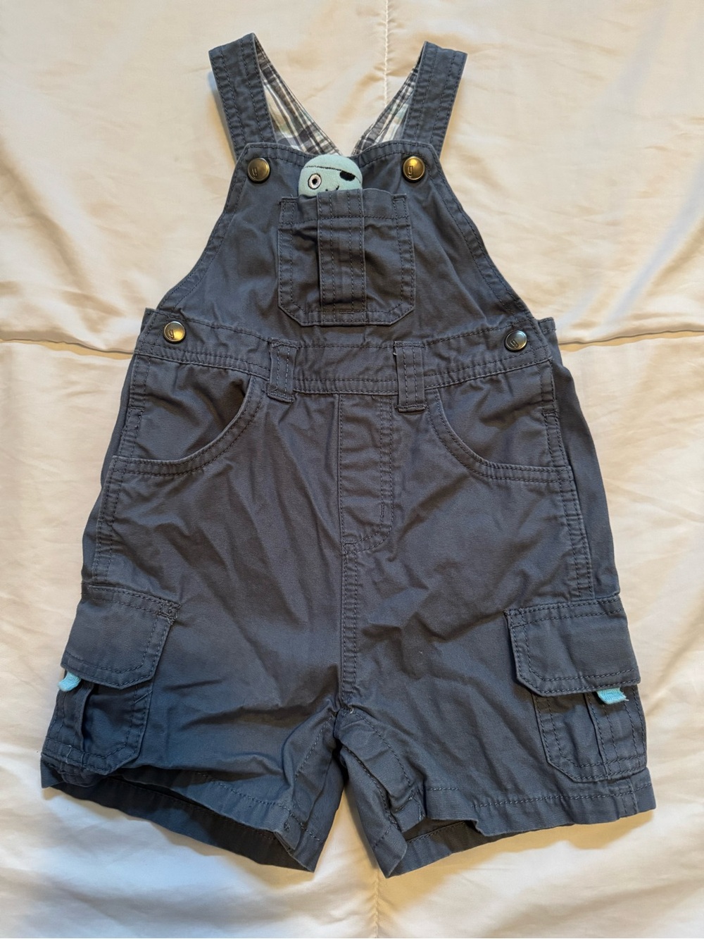 Gymboree Dark Navy Short Overalls with Pocket Detail